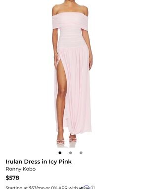 Ronny Kobo Irulan Icy Pink Off-Shoulder Dress Skirt with High Side Slit